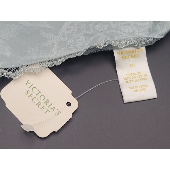 Vtg M/L Victorias Secret Satin T Back / Thong Panties G String Beaded SAGE Green - Picture 4 of 10